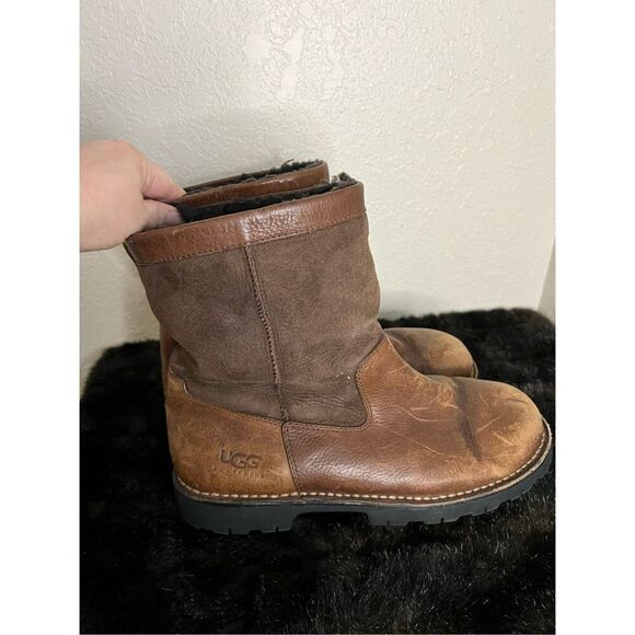 Ugg Australia Beacon Boots Men’s Size 9 Brown Leather Lined Sheepskin Sz 11 - UGG Beacon Men main image 4